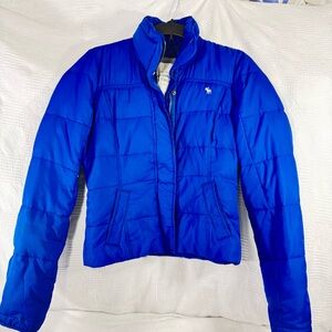 Abercrombie & Fitch Blue Puffer Jacket‎ size Small Y2K Women’s Full Zip button